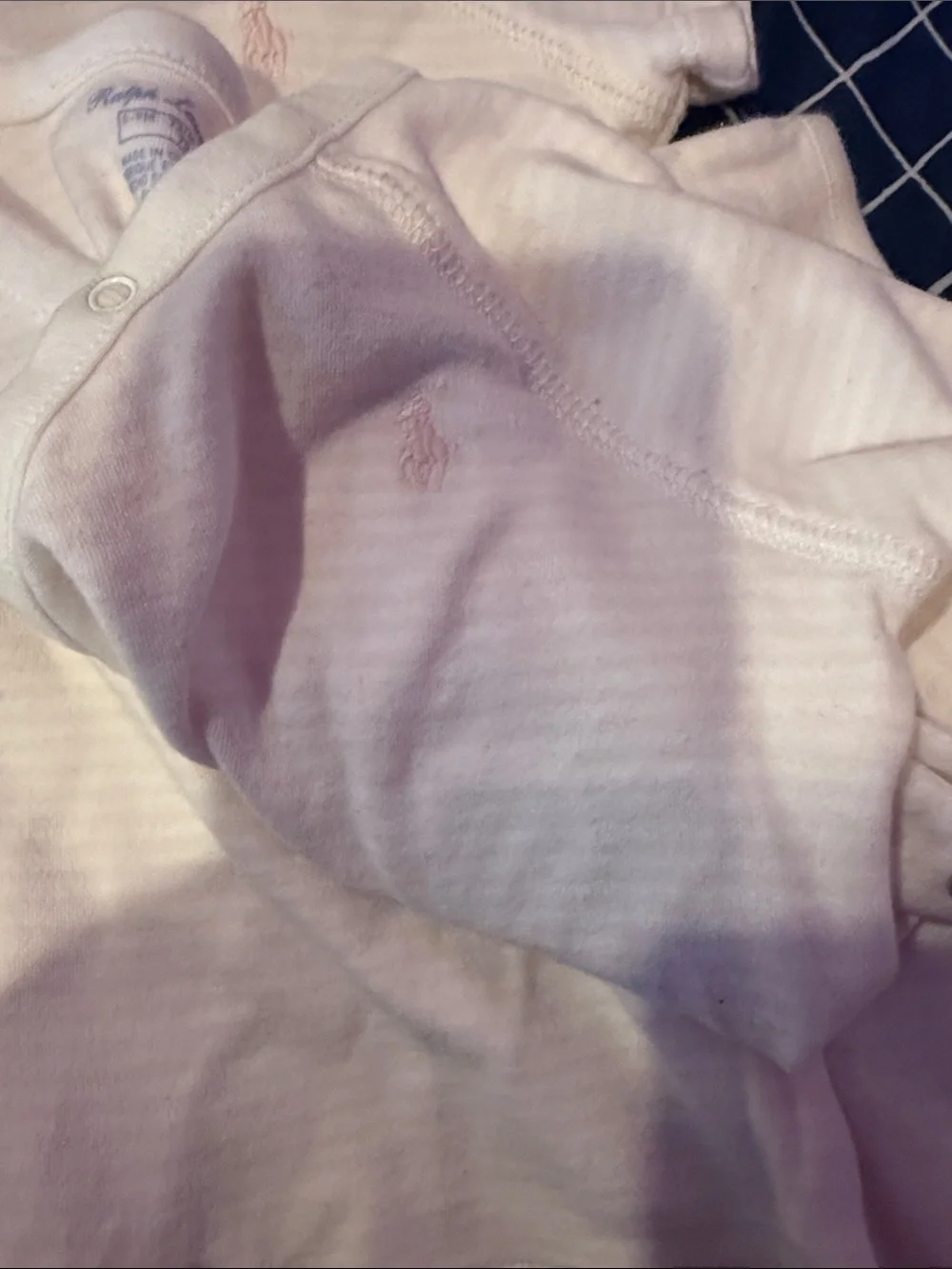 Ralph Lauren Pale Pink Striped Cotton Baby Top Set